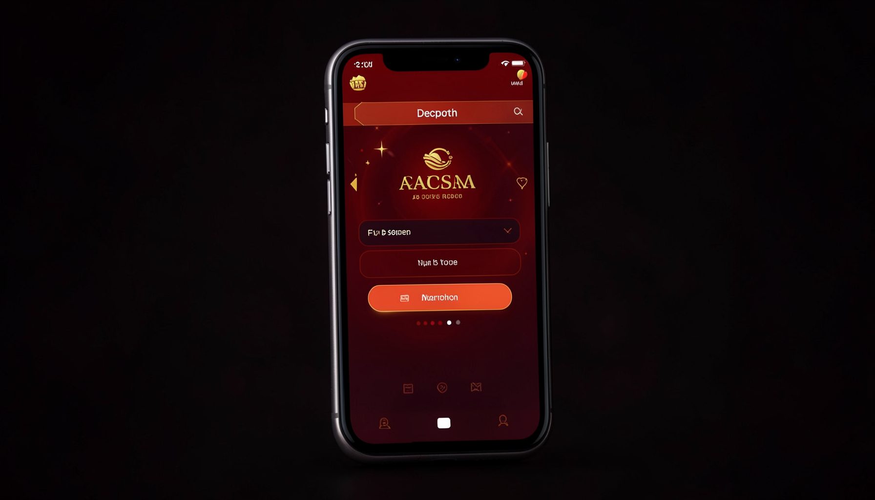 A smartphone screen displaying a casino app deposit interface with red and gold accents, set against a dark atmospheric background